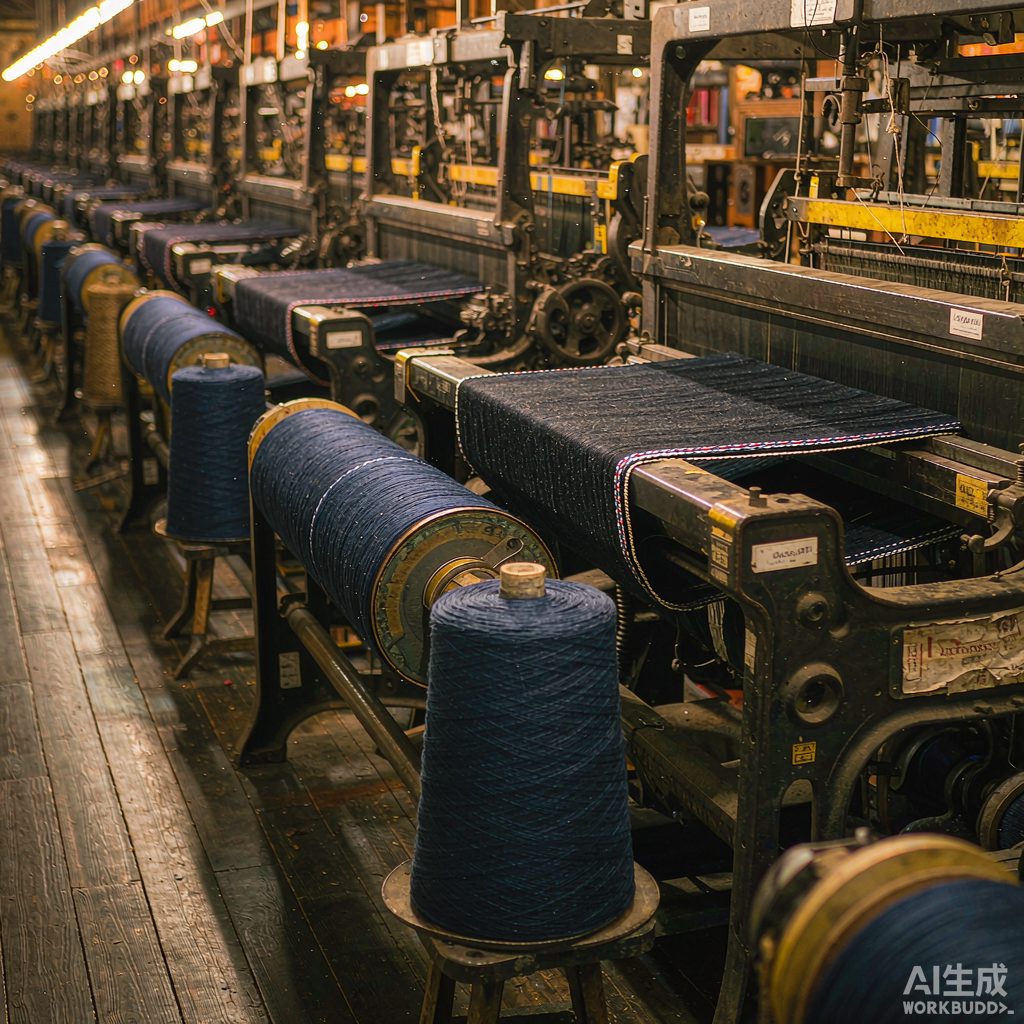 Indigo dyed yarn on a shuttle loom at the INDIGO & CO. mill