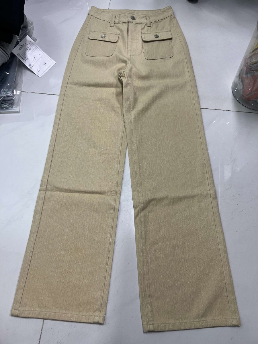 Sand khaki wash jeans — real production style 04